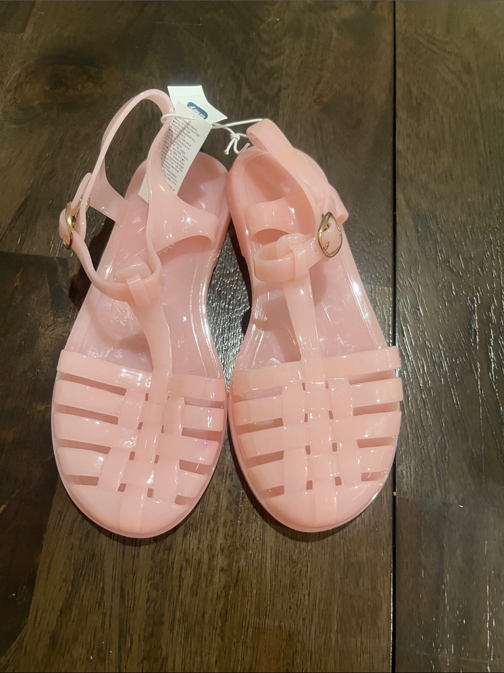 Pink Jelly Sandals with Gold Buckle Old Navy Girls Size 1 NWT